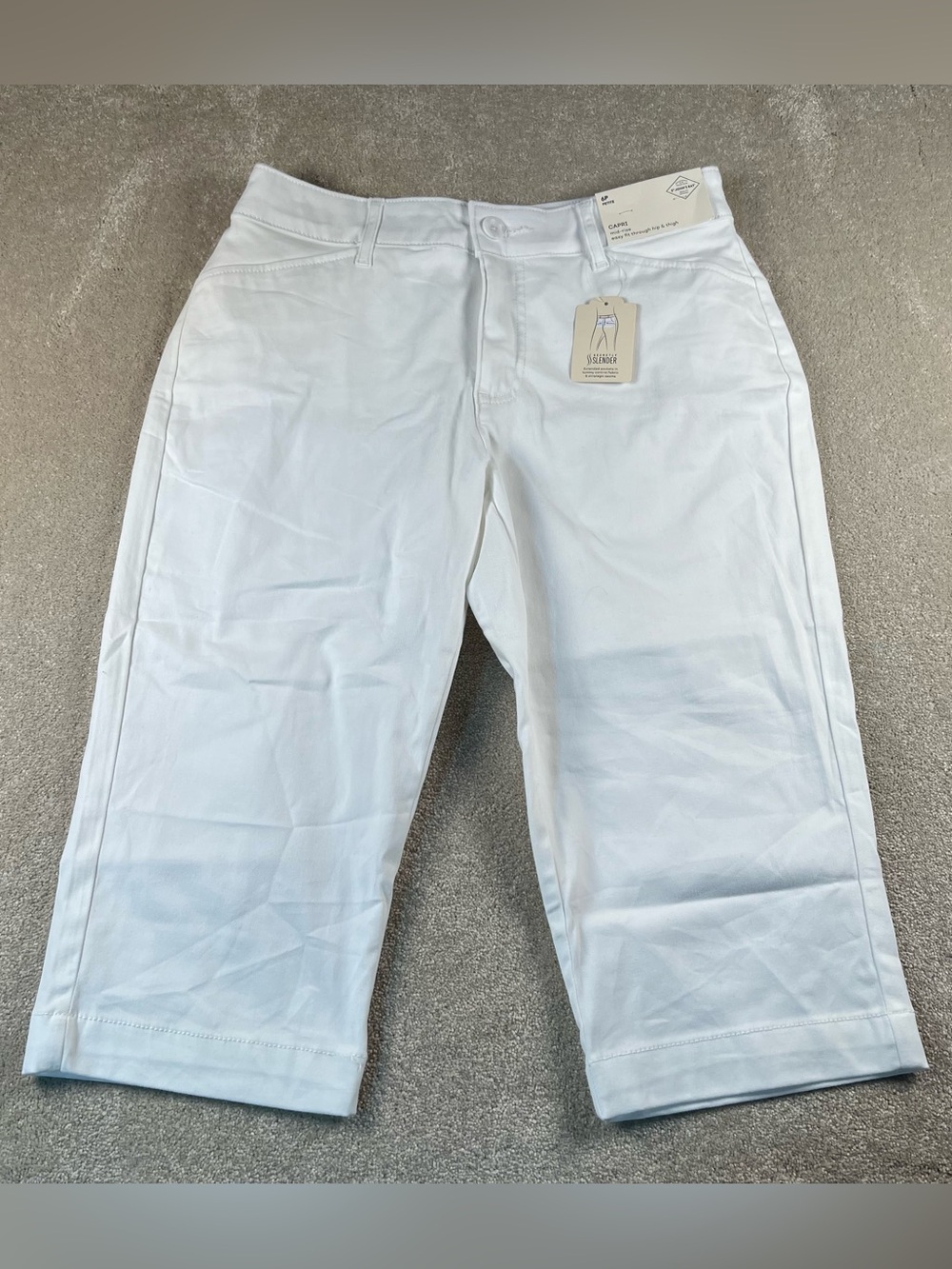 St Johns Bay Capri Pants White NWT Mid Rise Secretly Slender Women's 6P
